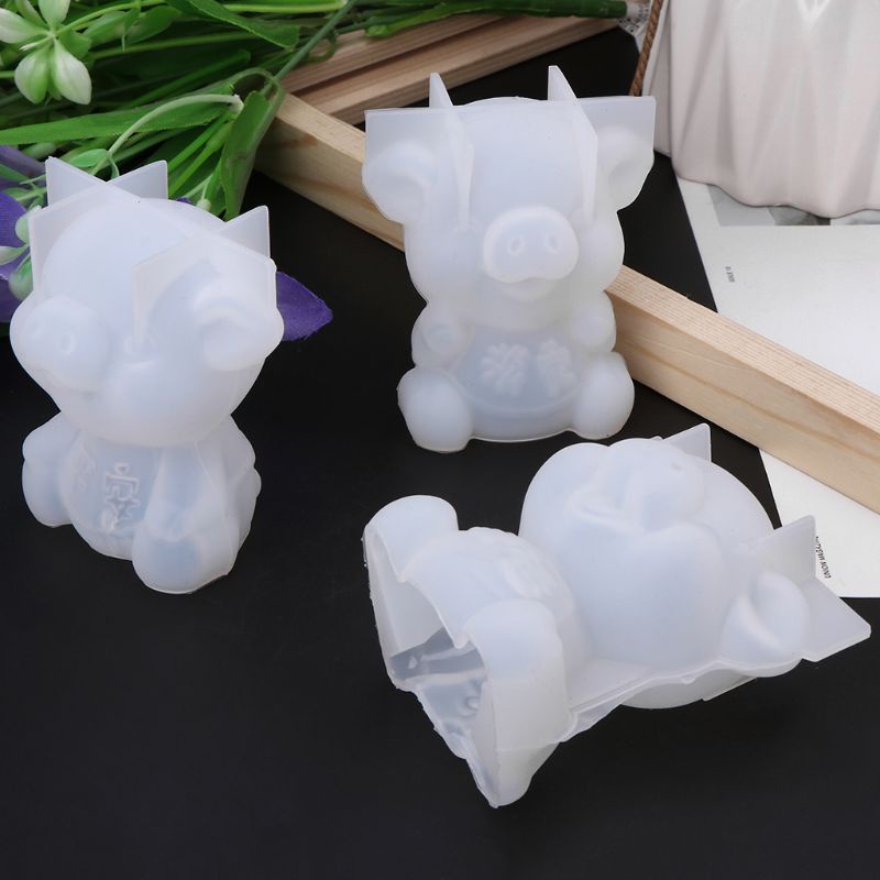 Khuôn Silicone Hình Chú Heo 3D Dùng Làm Bánh DIY