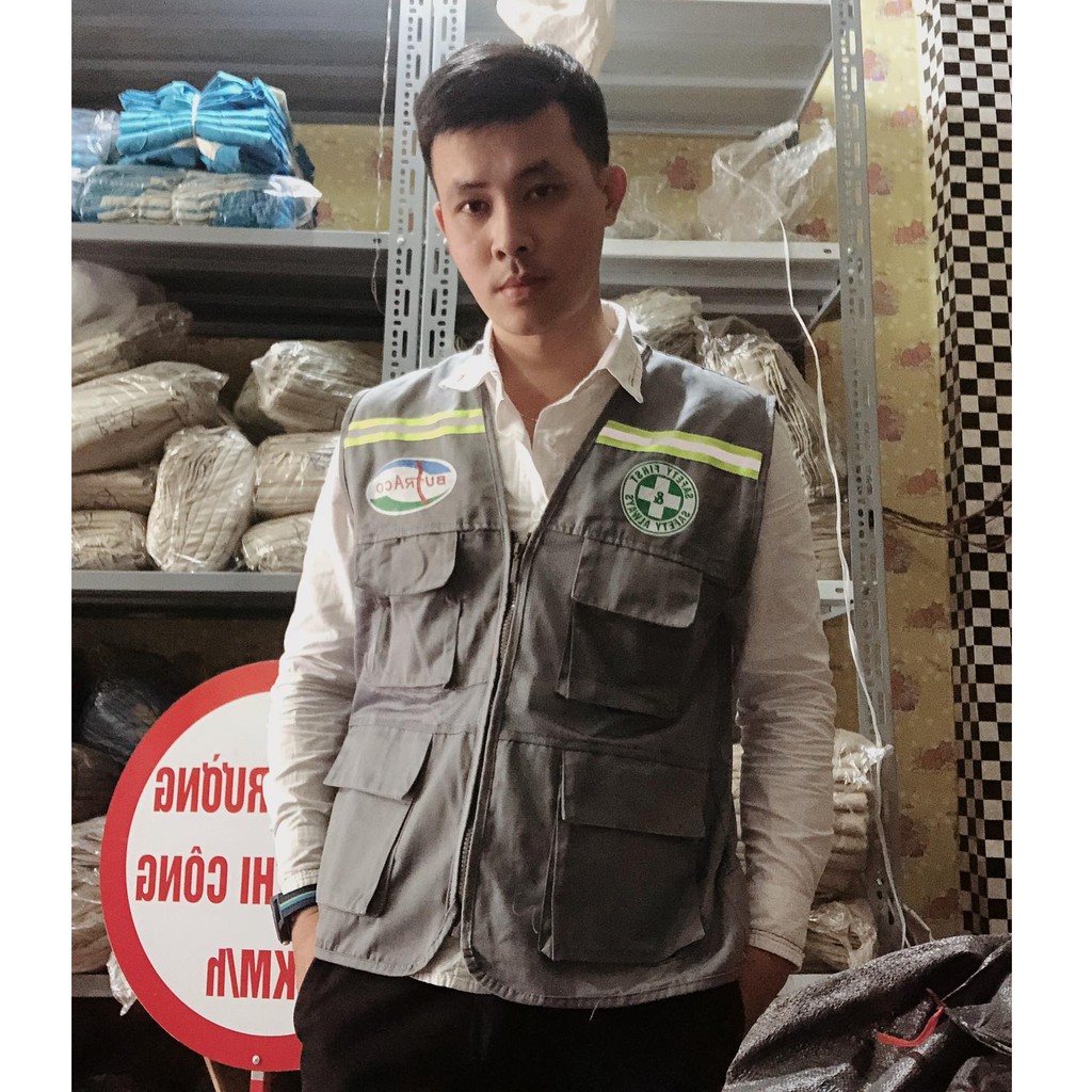 Áo gile kỹ sư màu ghi
