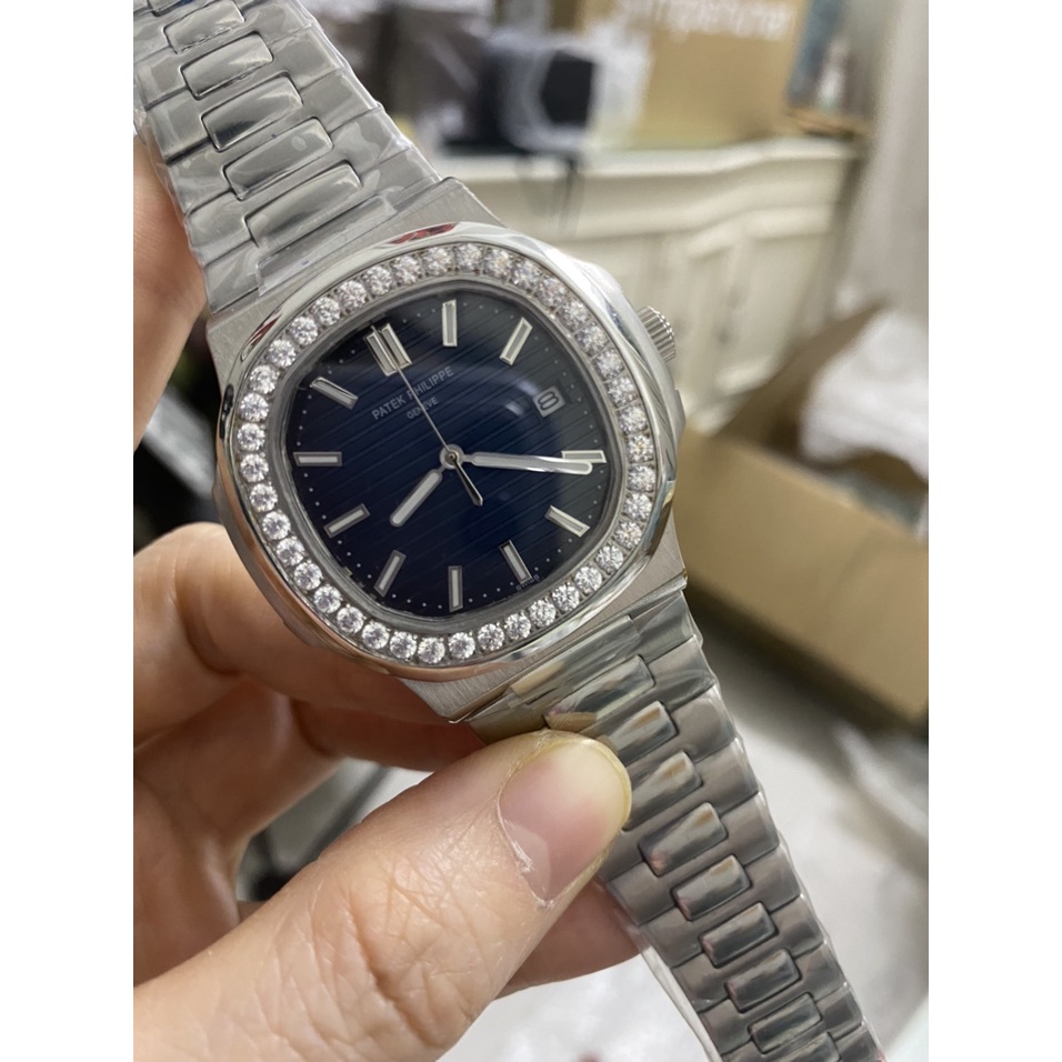 Đồng hồ Nam Ptk máy nhật chạy cơ Automatic vuông vành đá tròn size 41mm dây kim loại vỏ trắng nhiều màu có dạ quang