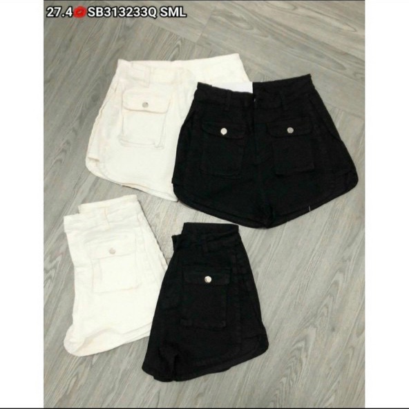 Quần shorts nữ kaki ngắn phối tui đính khuy cực hót 48