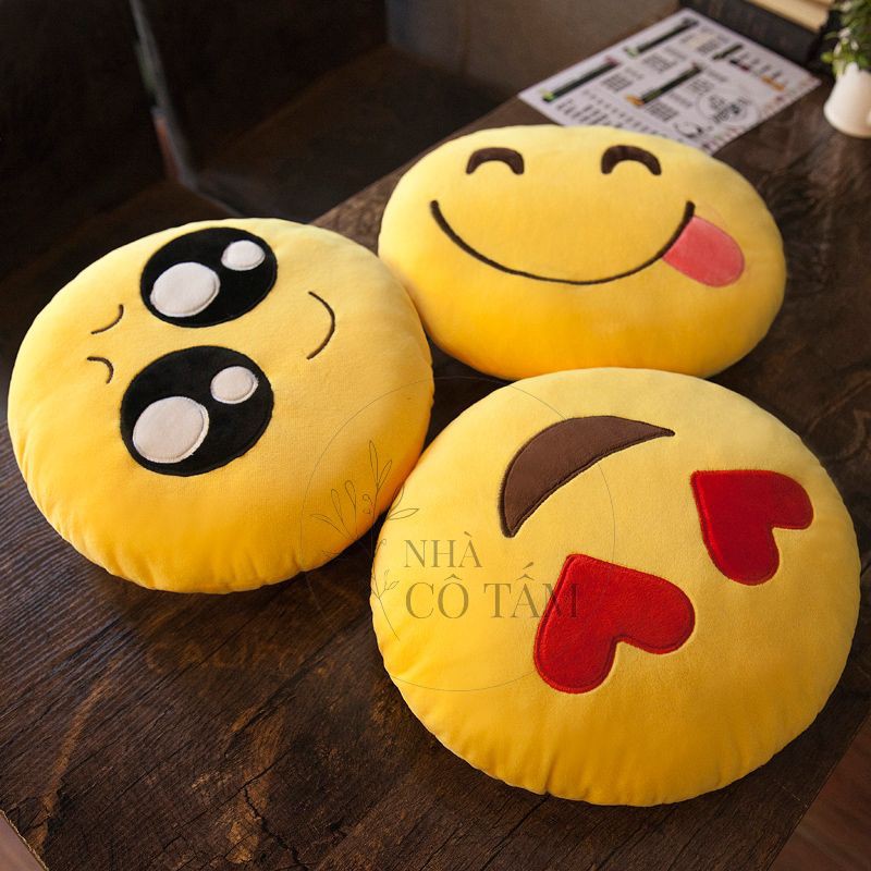 [Hàng Loại 1] Gối Ôm Biểu Tượng Cảm Xúc Emoji Xinh Xắn Vui Nhộn Size To 33cm (Có Video Thực Tế)