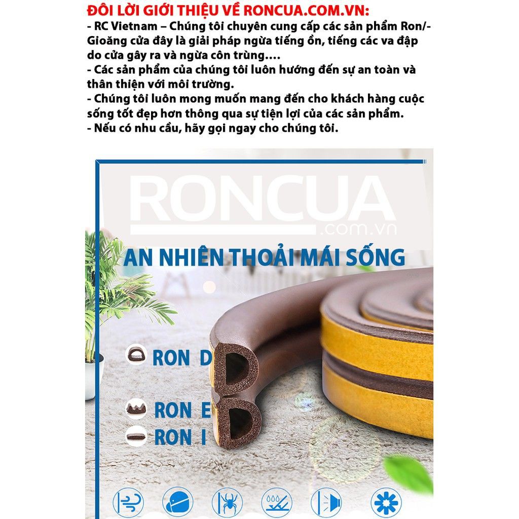 (RONCUA™) | 6m Ron Dán Khung Cửa Chữ D (dày 6mm) Cách Âm, Ngăn Bụi, Chống Côn Trùng