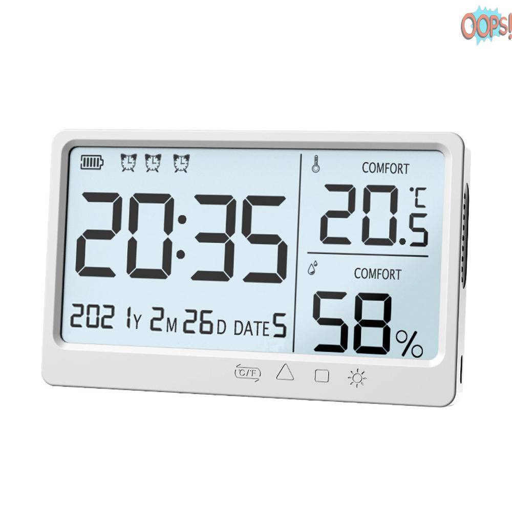 Đồng Hồ Báo Thức Điện Tử Đo Nhiệt Độ Độ Ẩm Màn Hình Lcd