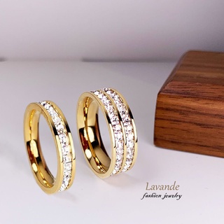 [Lavande] Nhẫn Zircon Gypsophila Tinh Tế Nhẫn Cặp Đôi Full Kim Cương Nhẫn Thép Titan Thiết Kế Hàn Quốc Trang Sức Nhẫn Không Phai Màu Nhẫn Phong Cách Thoáng Mát Nhẫn Nữ Nhẫn Vàng Liên Xô USSR