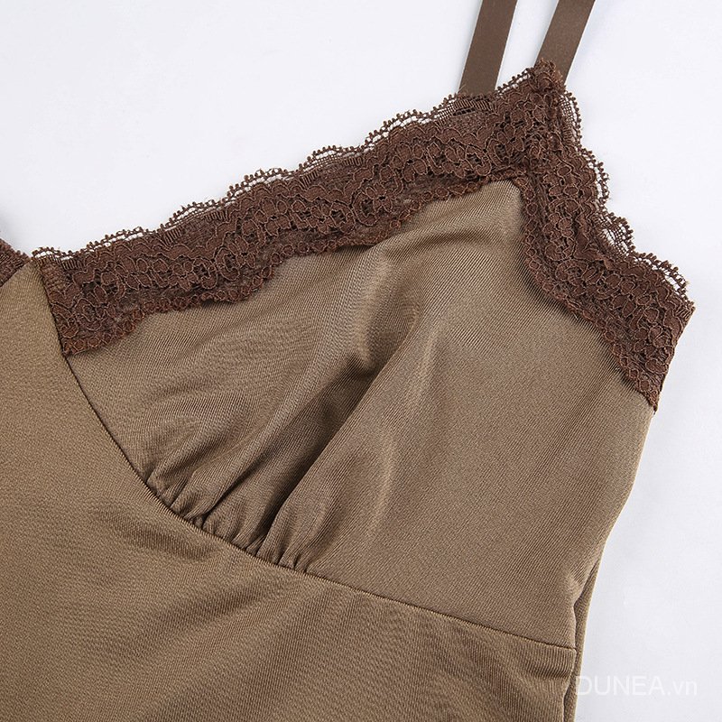 DUNEA Áo tanktop hai dây thiết kế cổ chữ V thời trang gợi cảm dành cho nữ