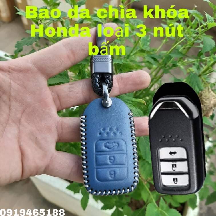 Bao da chìa khoá ô tô Honda CRV, CITY, CIVIC, BRIO loại 3 nút