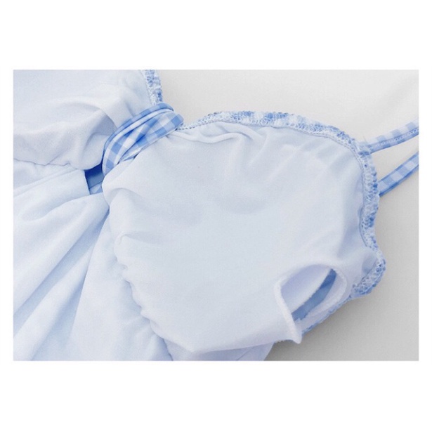 Bikini Liền Thân đồ bơi nữ đi biển 1 mảnh basic đơn giản LUHAZO che khuyết điểm bụng mỡ Kẻ caro 2 Dây 2393 E-11
