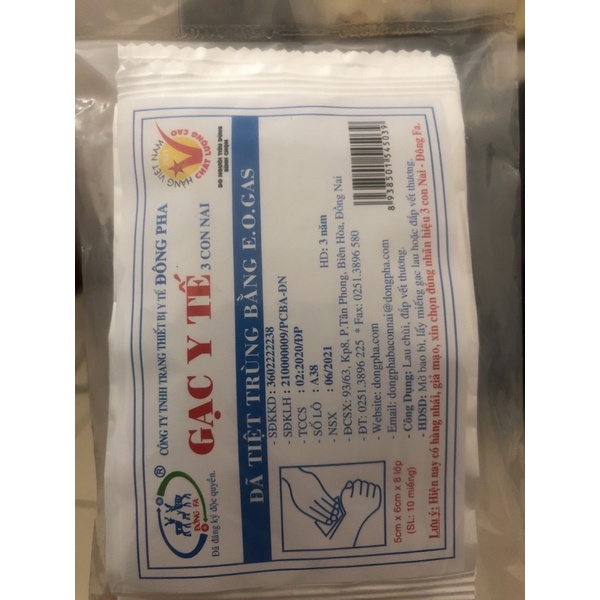 10 Bịch gạc y tế tiệt trùng Đông Pha (bịch 10 chiếc)