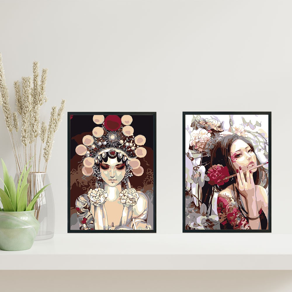 Tranh sơn dầu số hóa tự tô màu theo số - BỘ 2 TRANH VẼ CÔ GÁI CỰC HOT HIỆN NAY | BigBuy360 - bigbuy360.vn