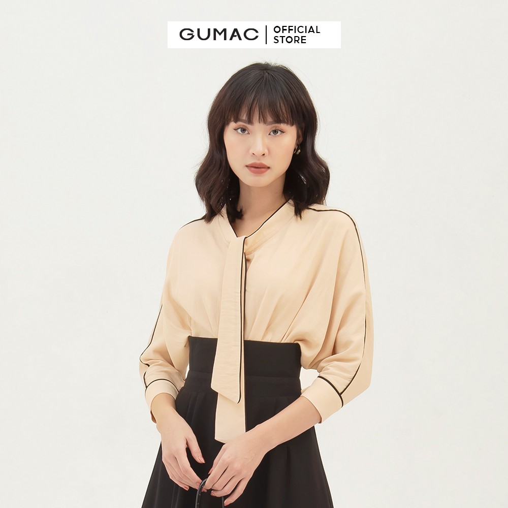 [Mã WABRGU giảm 50k đơn từ 0đ] Áo sơ mi nữ thiết kế tay dơi GUMAC màu be, đủ size, đồ công sở thanh lịch AB348 | BigBuy360 - bigbuy360.vn