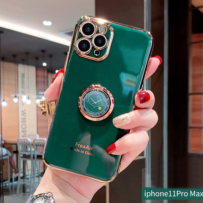 Ốp điện thoại mềm có giá đỡ dạng vòng tròn cho OPPO A74 A54 A95 4G Find X3 Pro Realme C21 C20 C12 C15 8 Pro 5G