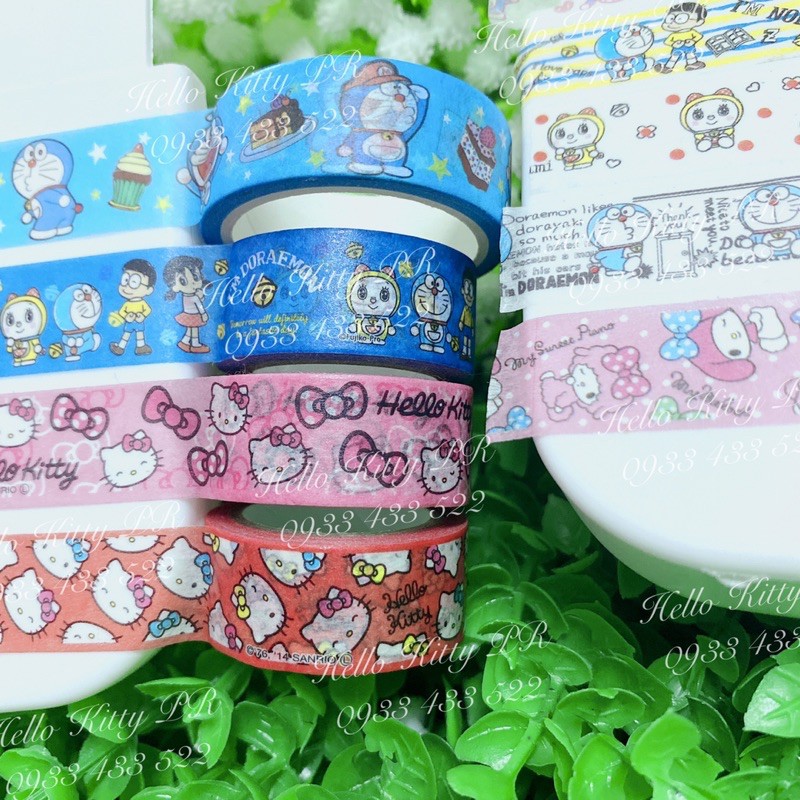 Cuộn băng keo  - băng dính dán trang trí Hello Kitty Doremon Doraemonn