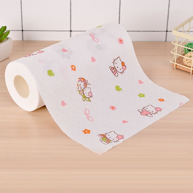 Giấy lau đa năng hello kitty dùng cho nhà bếp có thể giặt được - siêu tiện dụng và hữu ích - Cọc gỗ đi kèm