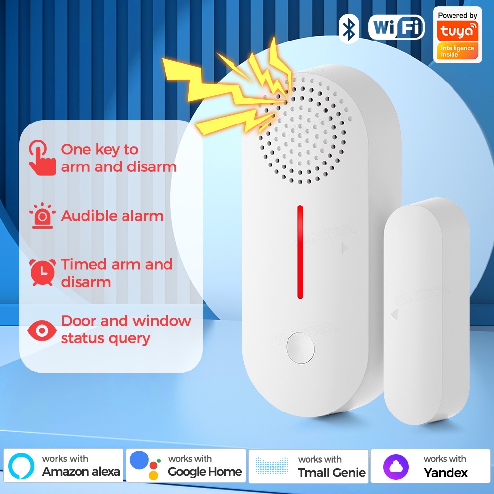 SMATRUL Chuông Báo động Tuya Còi Báo Cảm Biến Cửa Wifi Có Loa 100DB