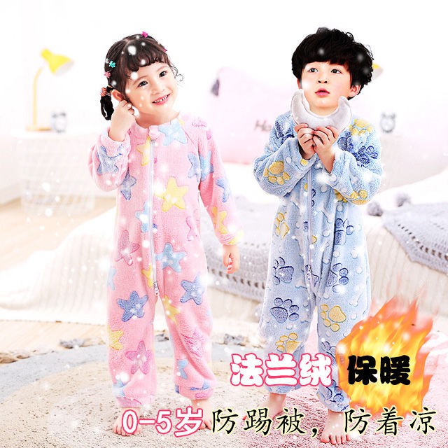 ♛Bộ Đồ Ngủ Liền Thân Giữ Nhiệt Chất Liệu Flannel Thời Trang Thu Đông Cho Bé