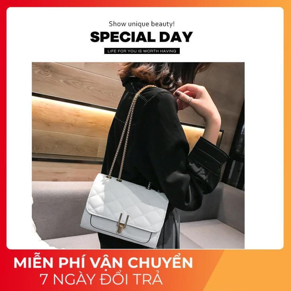 Túi xách đeo chéo nữ ( Mới ) KHÓA XOAY Chữ Y HÀN QUỐC trẻ trung / MÀU ĐEN trắng loại lớn