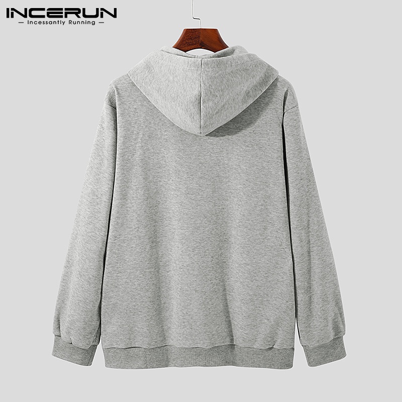 Áo hoodie INCERUN dáng rộng tay dài họa tiết hoa thời trang thu công cho nam