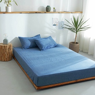 Nệm trải giường MUJI Bông giặt Ga trải giường nhiều kích thước màu đặc 1m2/1m5/1m8