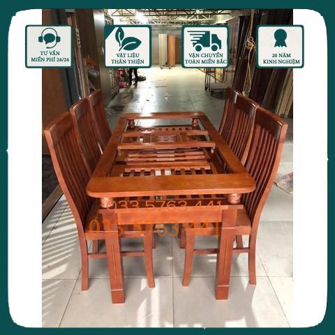 Bàn ăn xoan ta kiểu dáng sang trọng 6 ghế, có thể chọn 4 ghế chọn