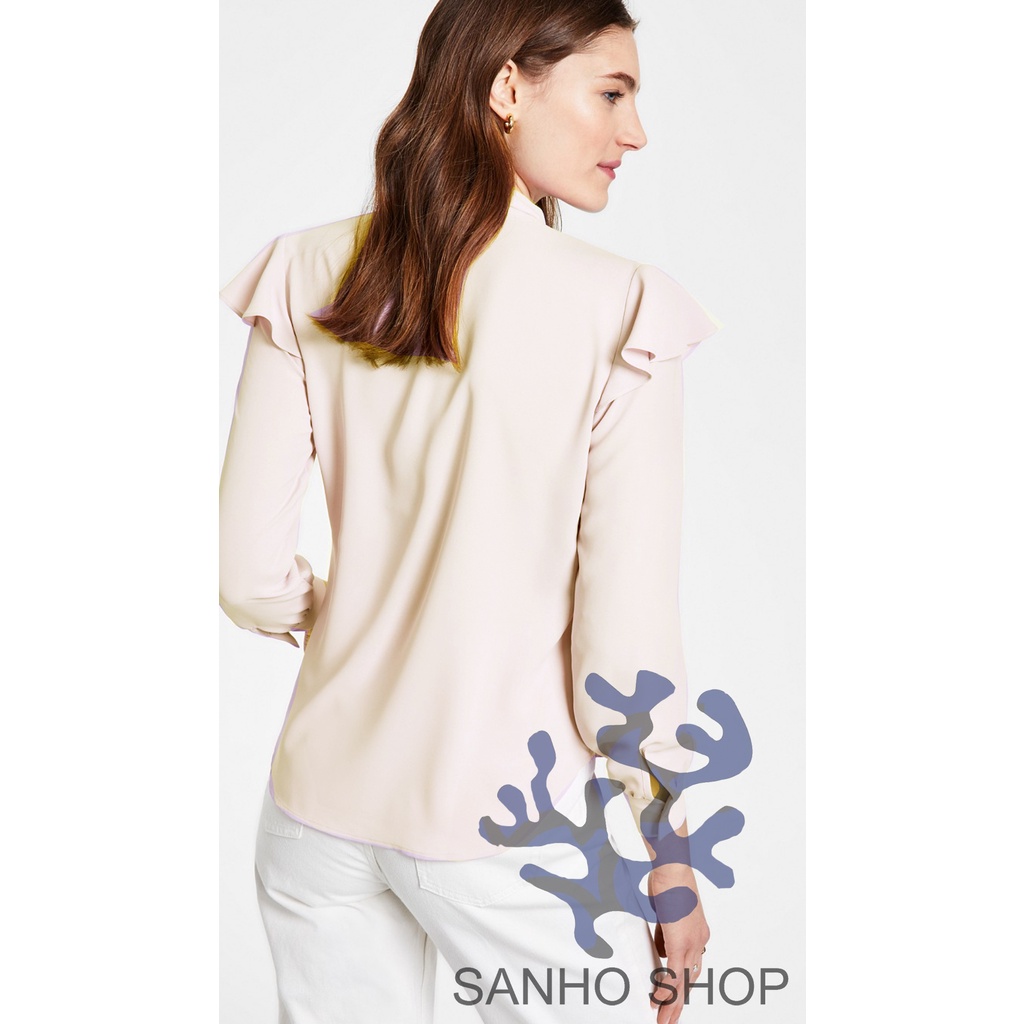 Áo Bar III Bow-Neck Ruffled-Shoulder Blouse
