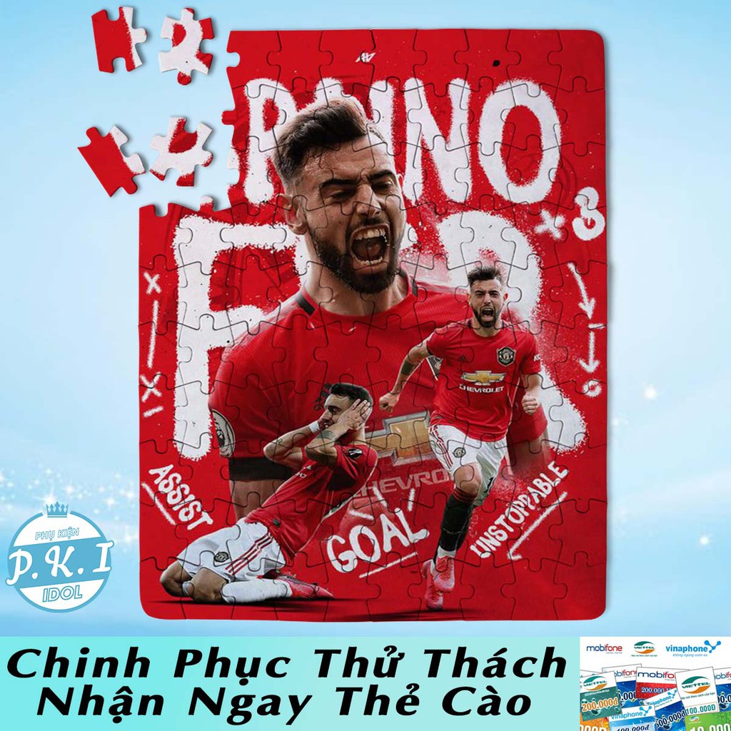 HÀNG XUẤT KHẨU - Tranh Ghép Hình Gỗ Cao Cấp In Hình Cầu Thủ Bruno Fernandes