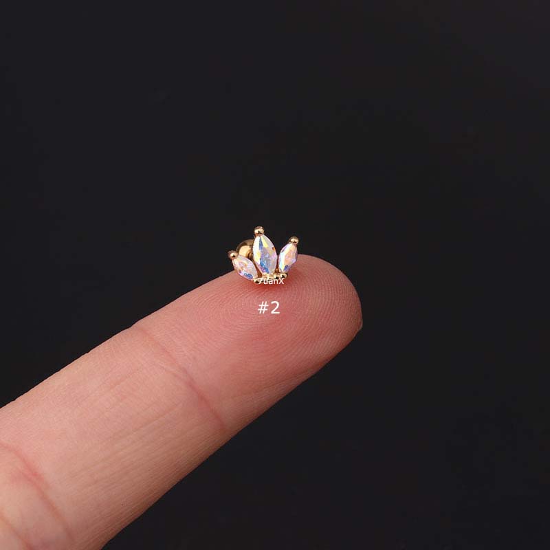 Khuyên tai hình vương miện đính đá zircon 20 gauge