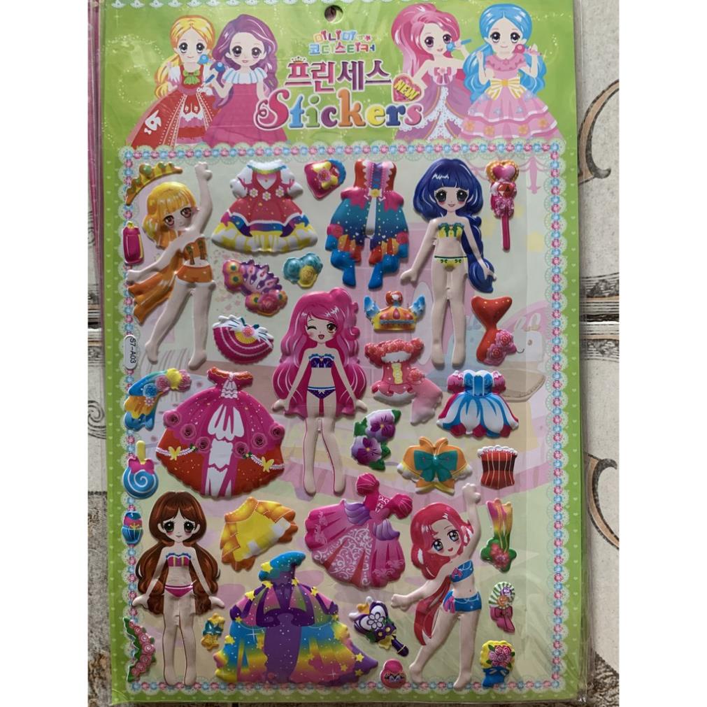 Set sticker dán 3D cao cấp phối đồ cho công chúa cùng các phụ kiện xinh yêu