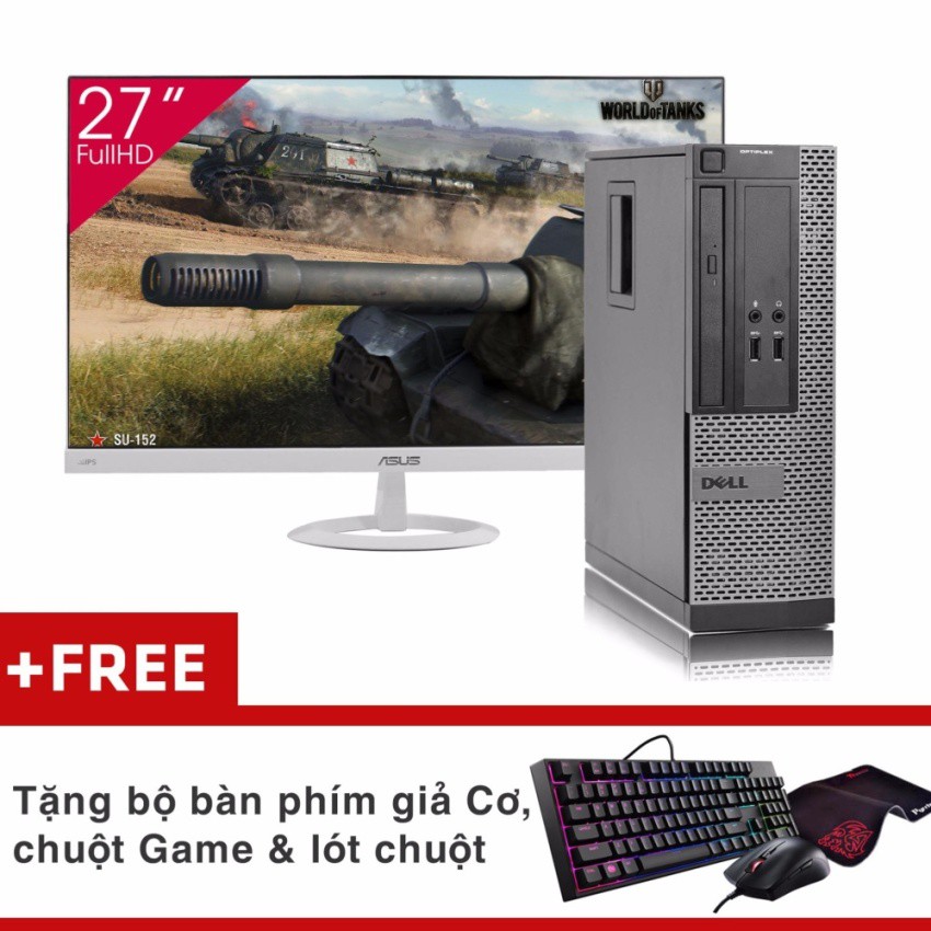 Máy tính để bàn DELL OPTIPLEX 390 SFF + Màn hình ASUS 27 inch Full-HD (Core i7 2600, Ram 16GB, SSD 240GB) + Quà Tặng