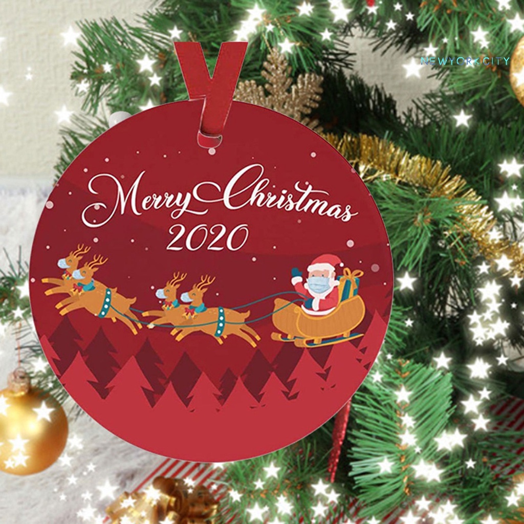 Mặt Gỗ Hình Tròn In Chữ Giáng Sinh Trang Trí Cây Thông