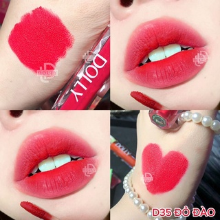 Son kem lì dolly diamond velvet không chì màu đỏ đào