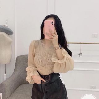 Áo len phối tay voan