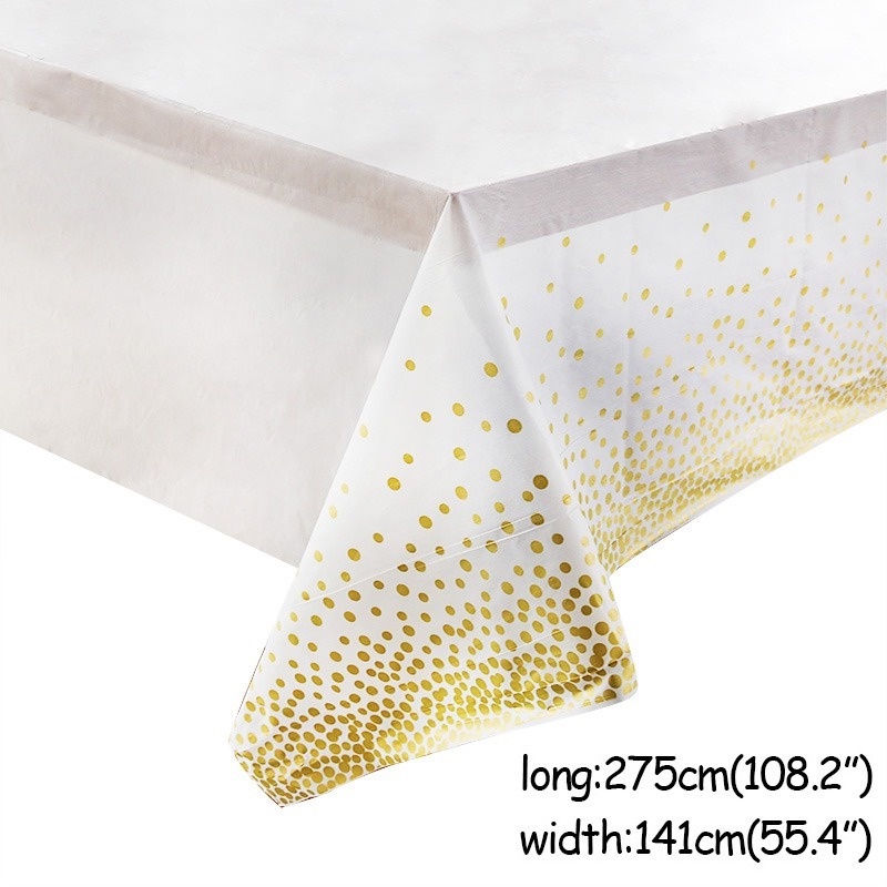 Khăn Trải Bàn Hình Vuông 137 * 274cm Họa Tiết Chấm Bi Mạ Đồng Dùng Một Lần Trang Trí Tiệc