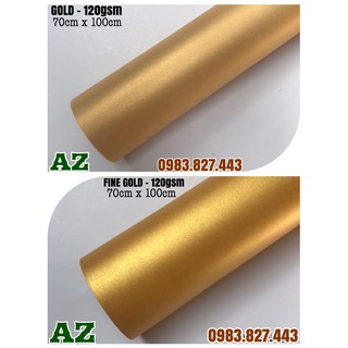 (Hỏa tốc) Giấy mỹ thuật màu vàng ánh kim - Kích thước: 70cm x 100cm (định lượng 120gsm) - Set 10 tờ