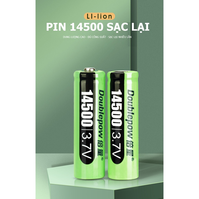 Pin sạc 14500 3,7V Lithium 3150mWh công suất cao chính hãng Doublepow