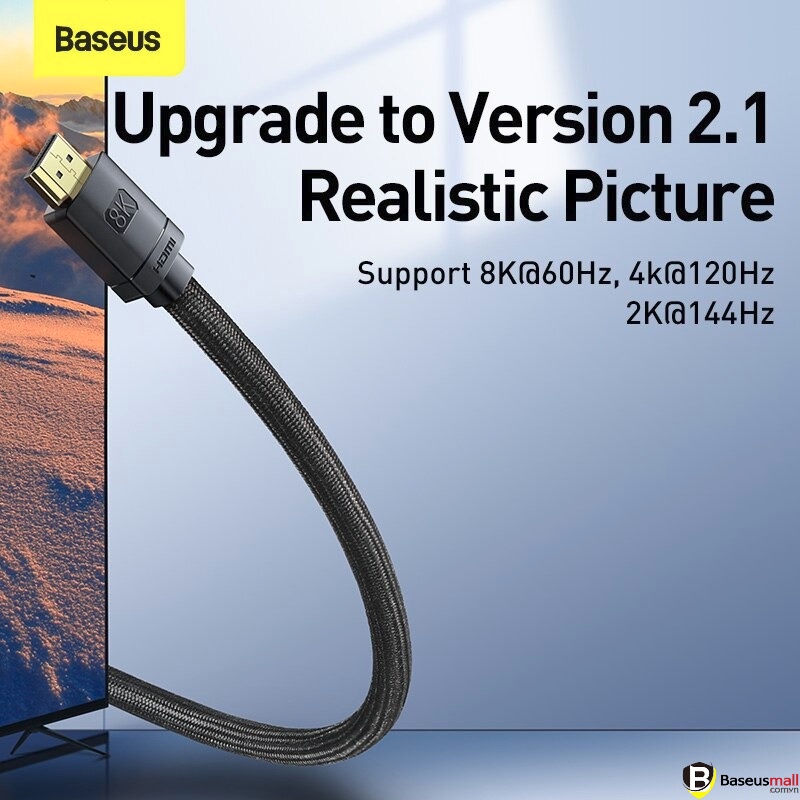 Baseus -BaseusMall VN Cáp HDMI 2.1 8K hợp kim cao cấp Baseus High Definition Series (HDMI to HDMI Cable , 8K Video Adap