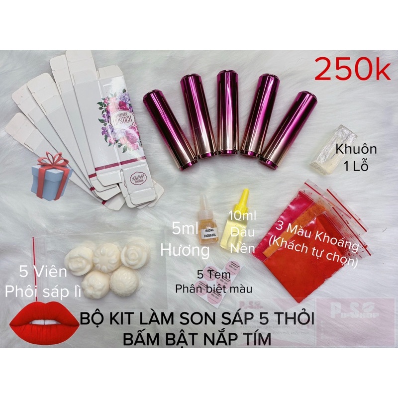 BỘ KIT LÀM SON SÁP 5 THỎI HANDMADE.