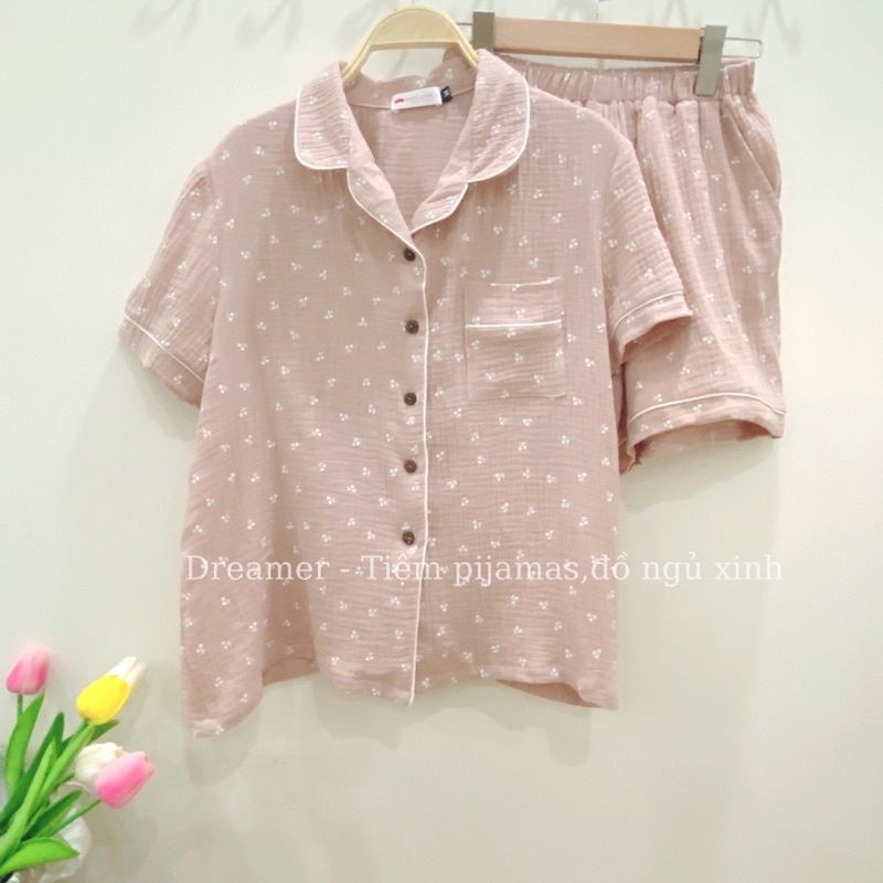 Đồ Ngủ Pijama, Đồ Bộ Nữ Mặc Nhà Xô Muslin Tay cộc quần cộc - Dreamer