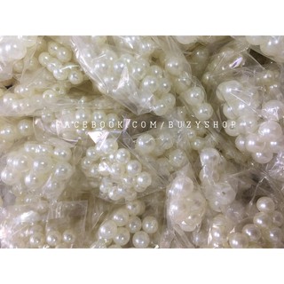 hạt nhựa giả ngọc trai có lỗ xỏ (nhiều kích thước 3mm-30mm)