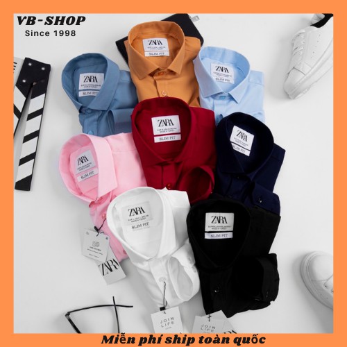 Áo sơ mi nam trơn dài tay cao cấp Za.Ra vải lụa form rộng thoải mái mặc mát VBSHOP
