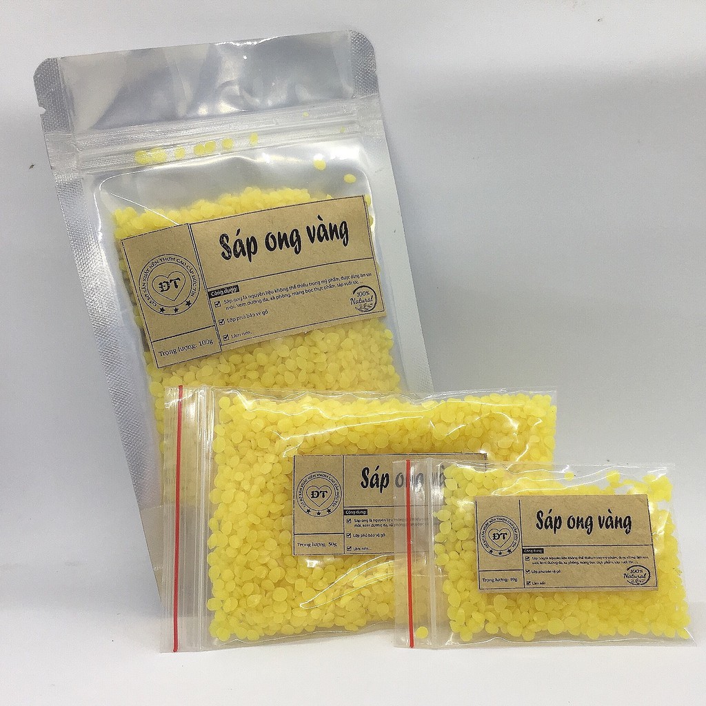 100g Sáp ong hạt vàng cao cấp dùng trong làm nến và mĩ phẩm 100% thiên nhiên