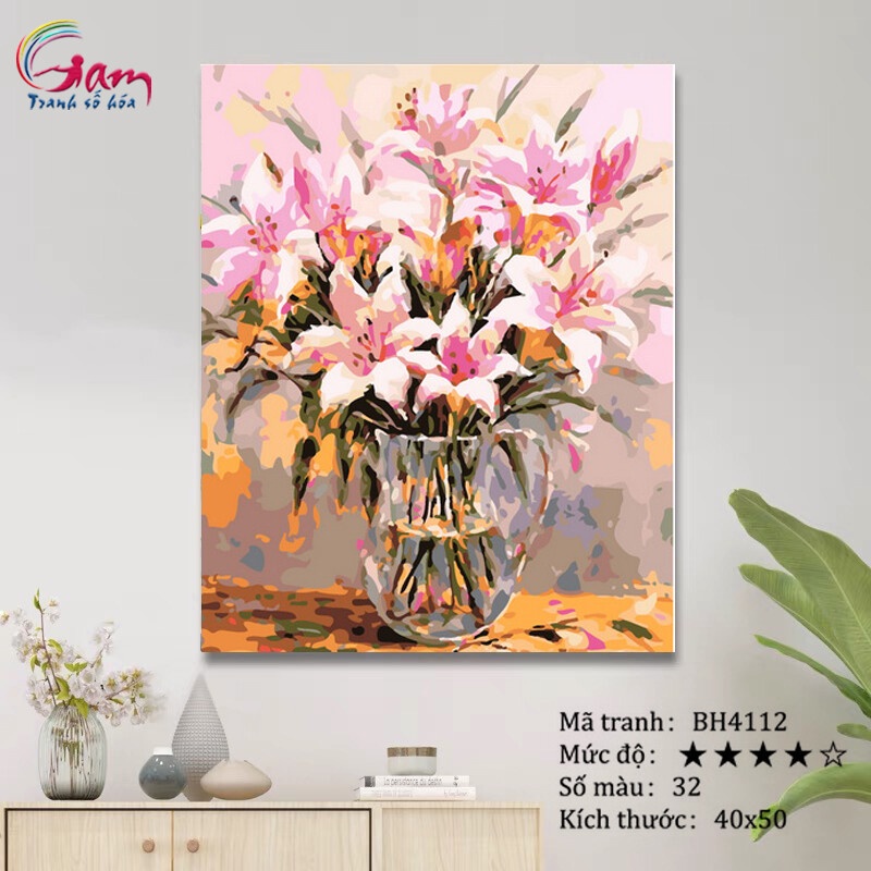 Tranh tự tô màu số hóa Gam Hoa huệ tây BH4112