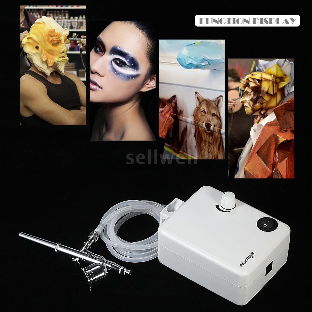 KKmoon Multi-purpose Dual Action Airbrush Mini Air Compressor Set Gravity Feed Air Brush Kit for Art Painting Tattoo Man