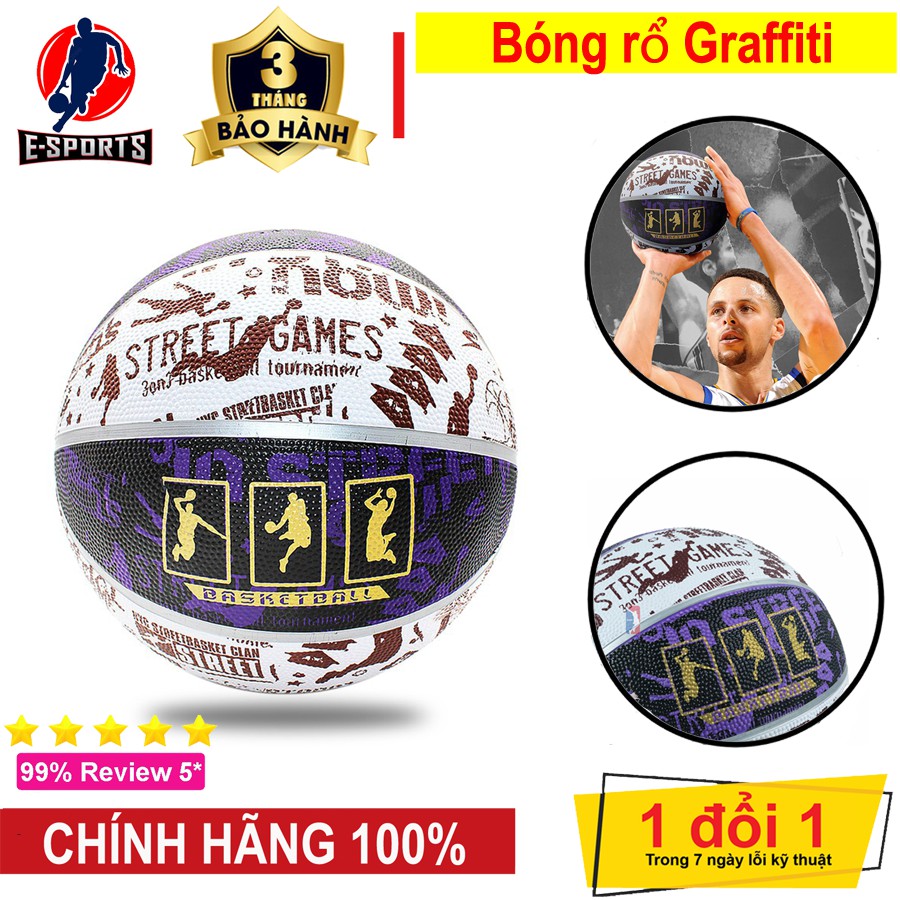 Bóng rổ NBA Graffiti Outdoor size 7 (73-722Z) + Tặng kèm kim bơm bóng và túi lưới đựng bóng 💥Siêu HOT💥
