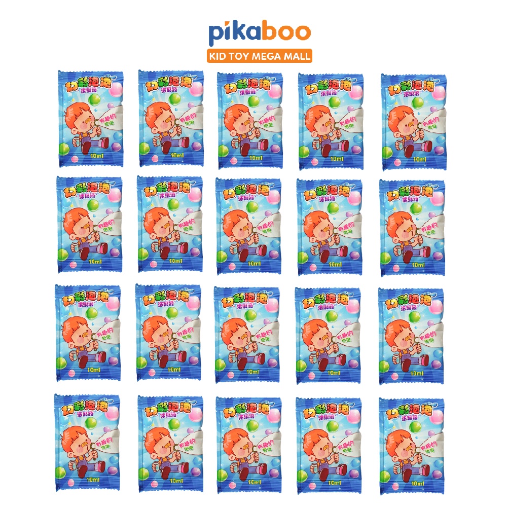 Nước pha bong bóng xà phòng 10ml Pikaboo chuyên biệt, dung dịch cho đồ chơi bắn bong bóng lên nhiều màu đẹp bay cao