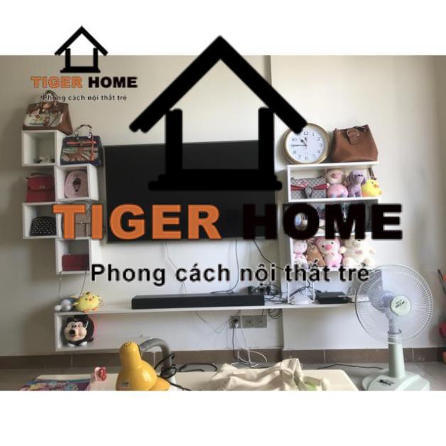 [ SALE 2 NGÀY CUỐI] Kệ Gỗ hiện đại treo tường tivi loa đài màu trắng