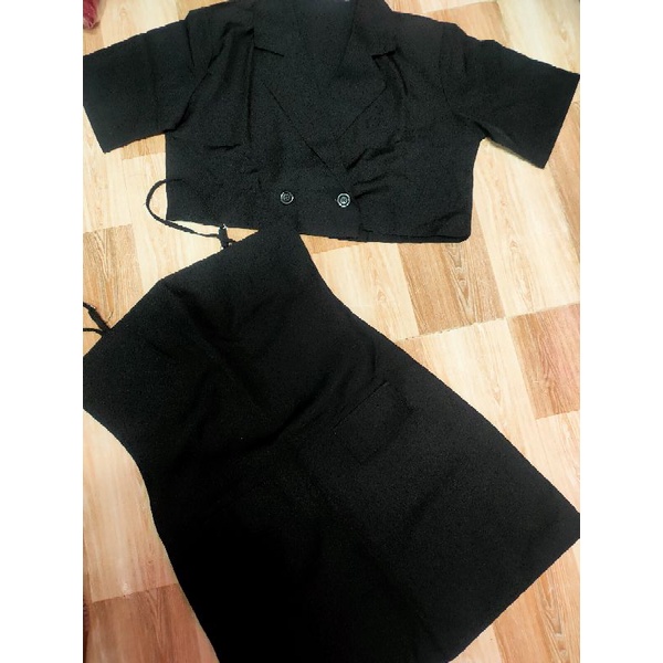 Set đầm kèm áo khoác lửng vải cotton lạnh