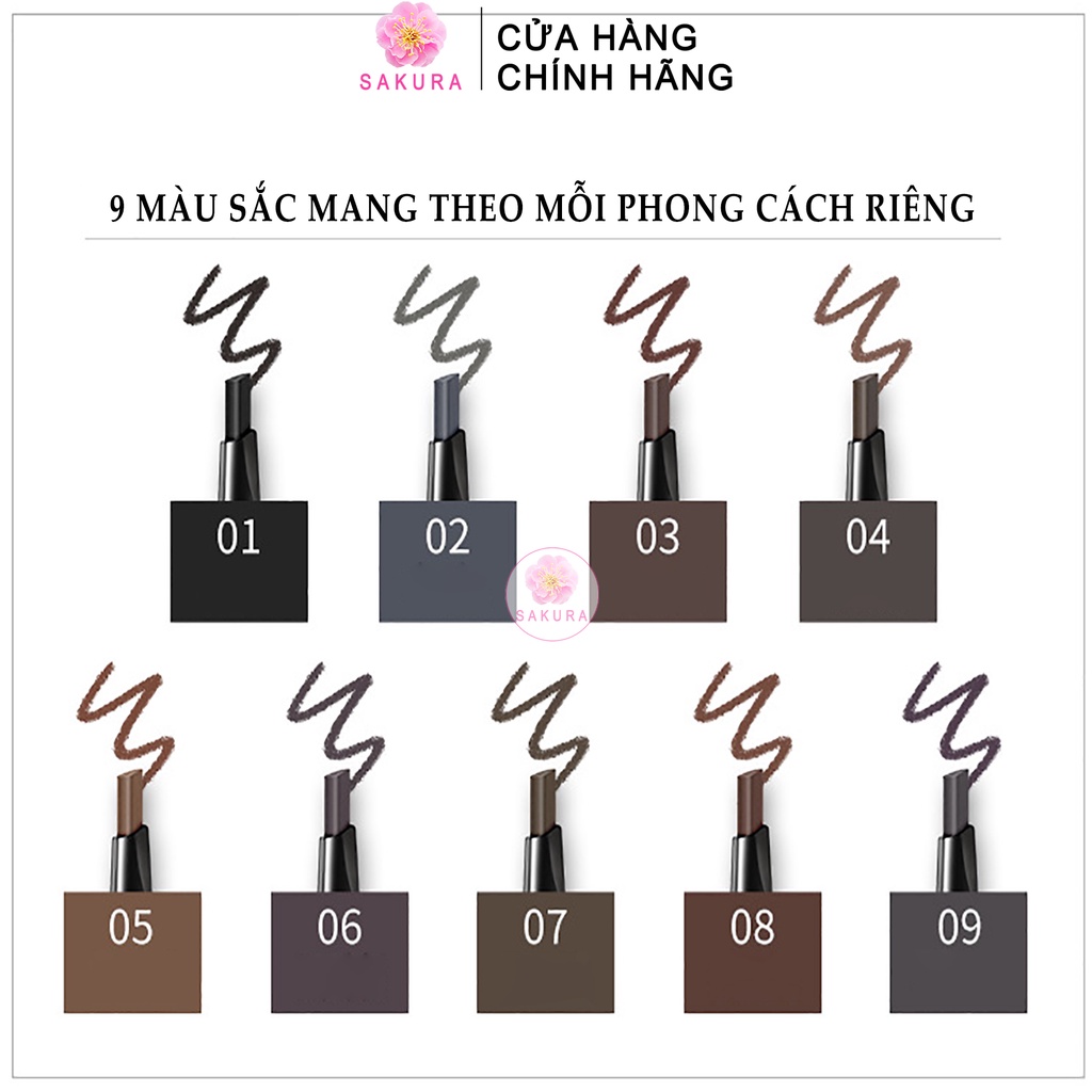 Chì kẻ mày MAYCREATE Bút kẻ mày 2 đầu tiện lợi không thấm nước nội địa trung SAKURA 5g