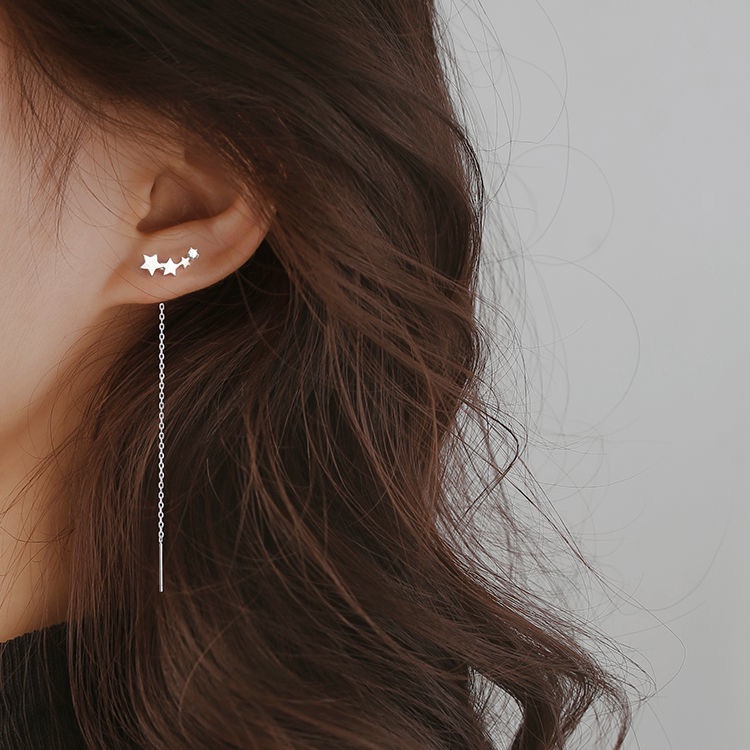 Bông tai dây tòn ten ngôi sai bạc 925 sterling