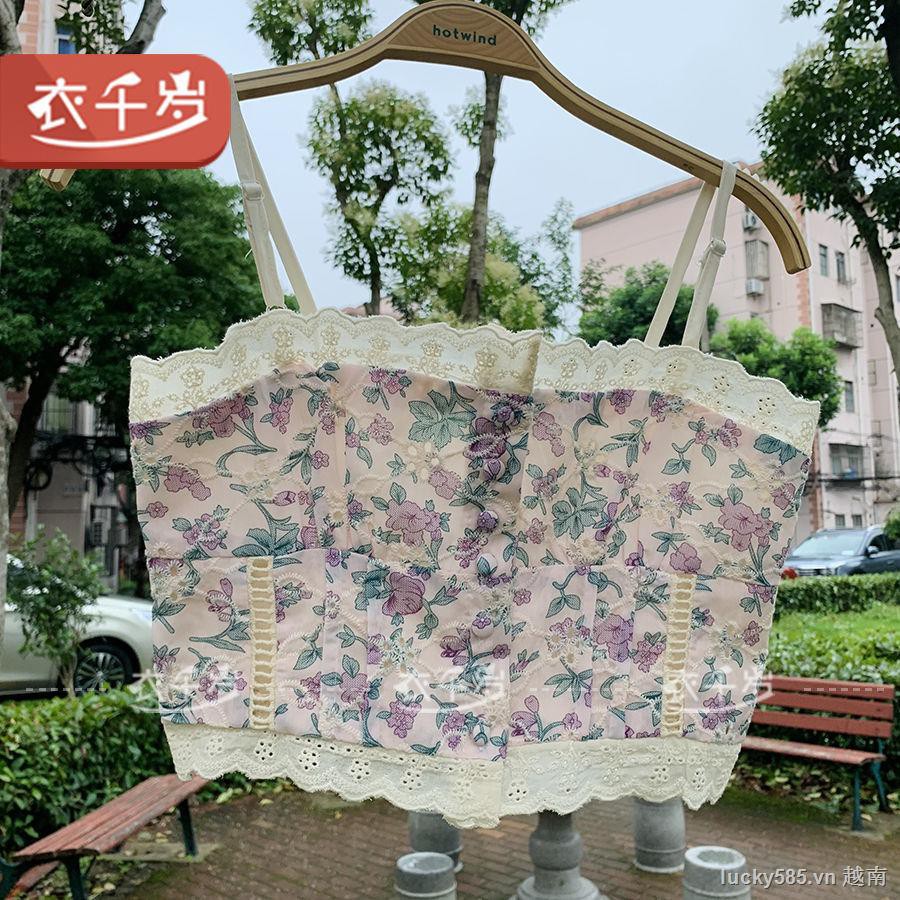 Áo Ống Hai Dây In Hoa Phối Ren Phong Cách Pháp Cổ Điển Thời Trang Mùa Hè Cho Nữ | BigBuy360 - bigbuy360.vn