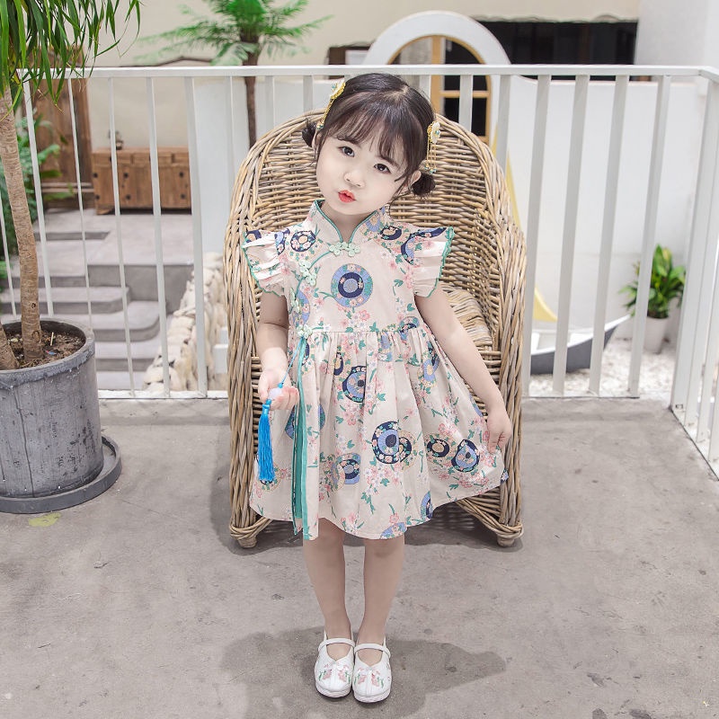 Đầm Sườn Xám Phong Cách Phương Tây Thời Trang Mùa Hè Hàng Mới Dành Cho Bé Gái